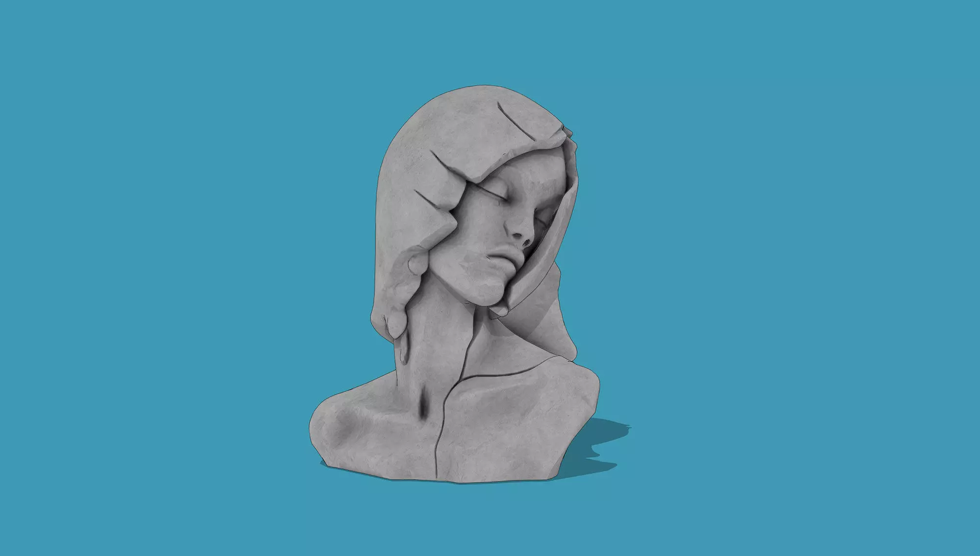 Female bust Low-poly 3D model_4
