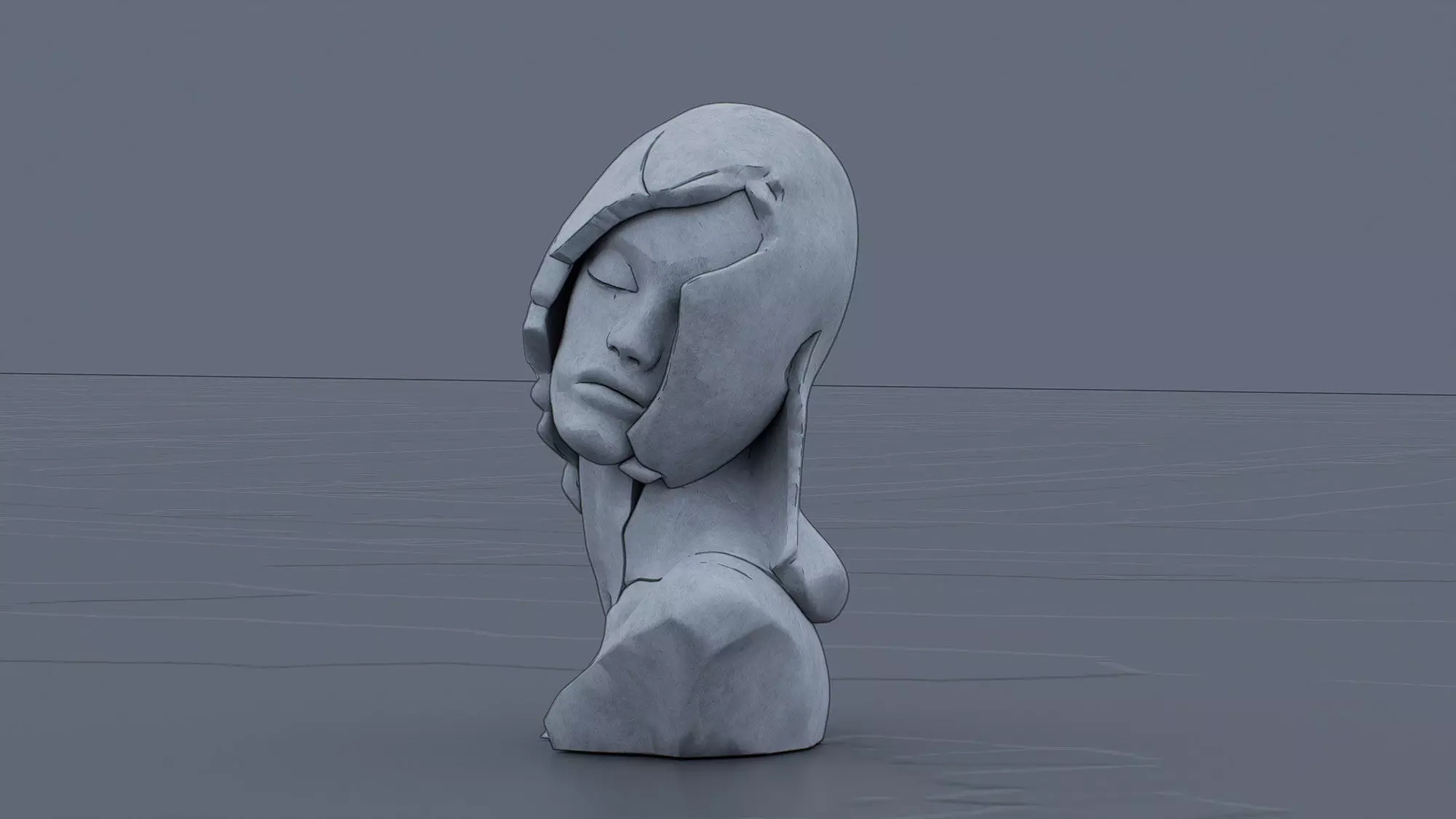 Female bust Low-poly 3D model_6