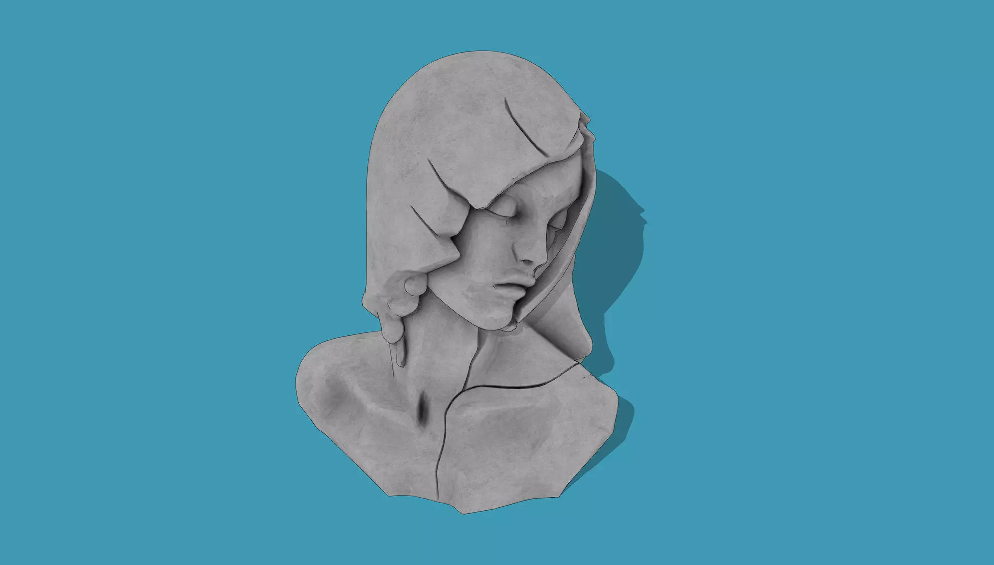 Female bust Low-poly 3D model_1