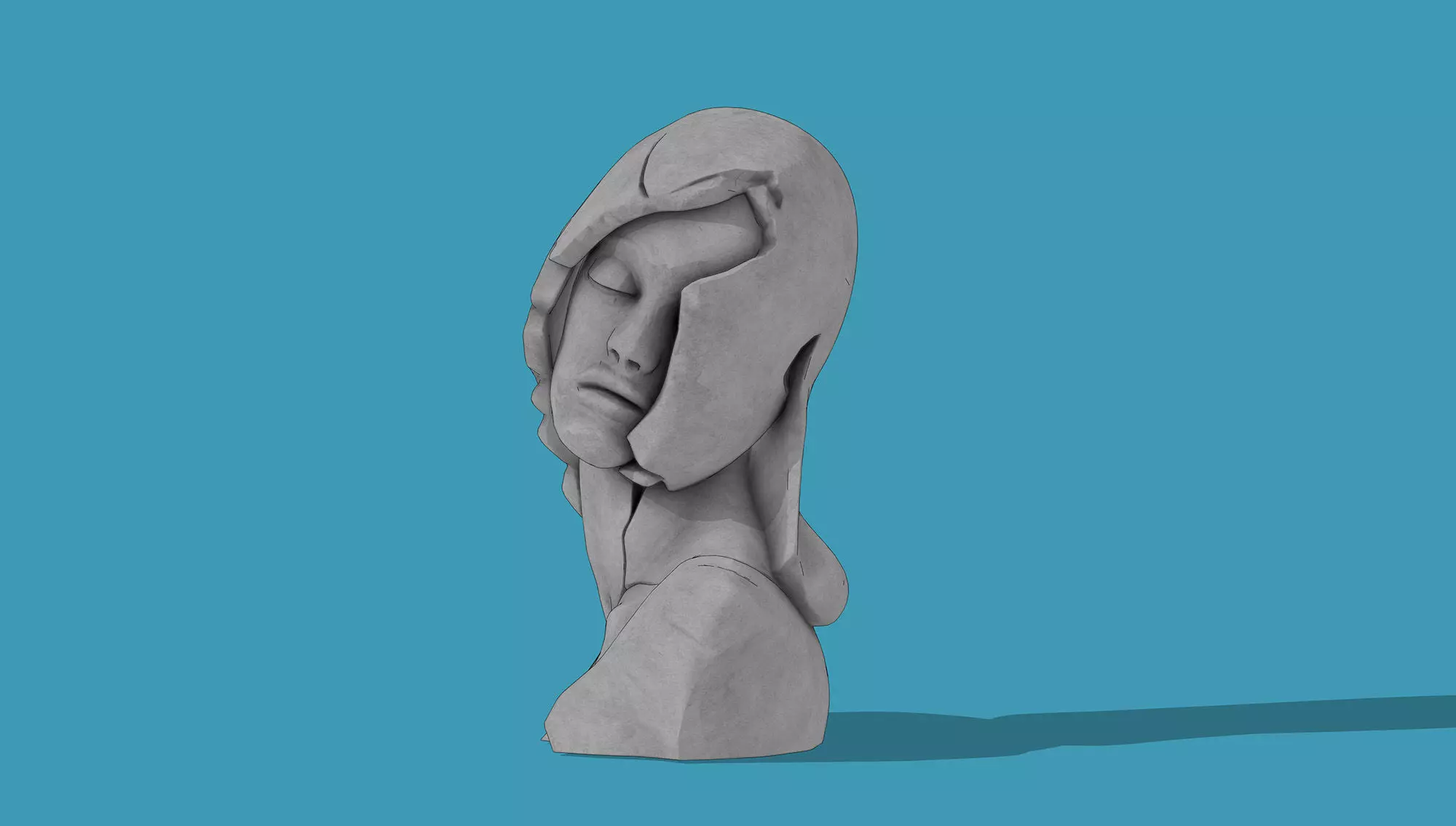 Female bust Low-poly 3D model_3