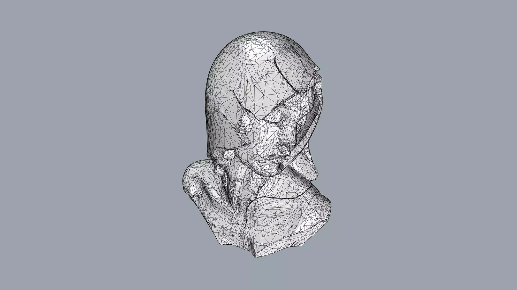 Female bust Low-poly 3D model_7