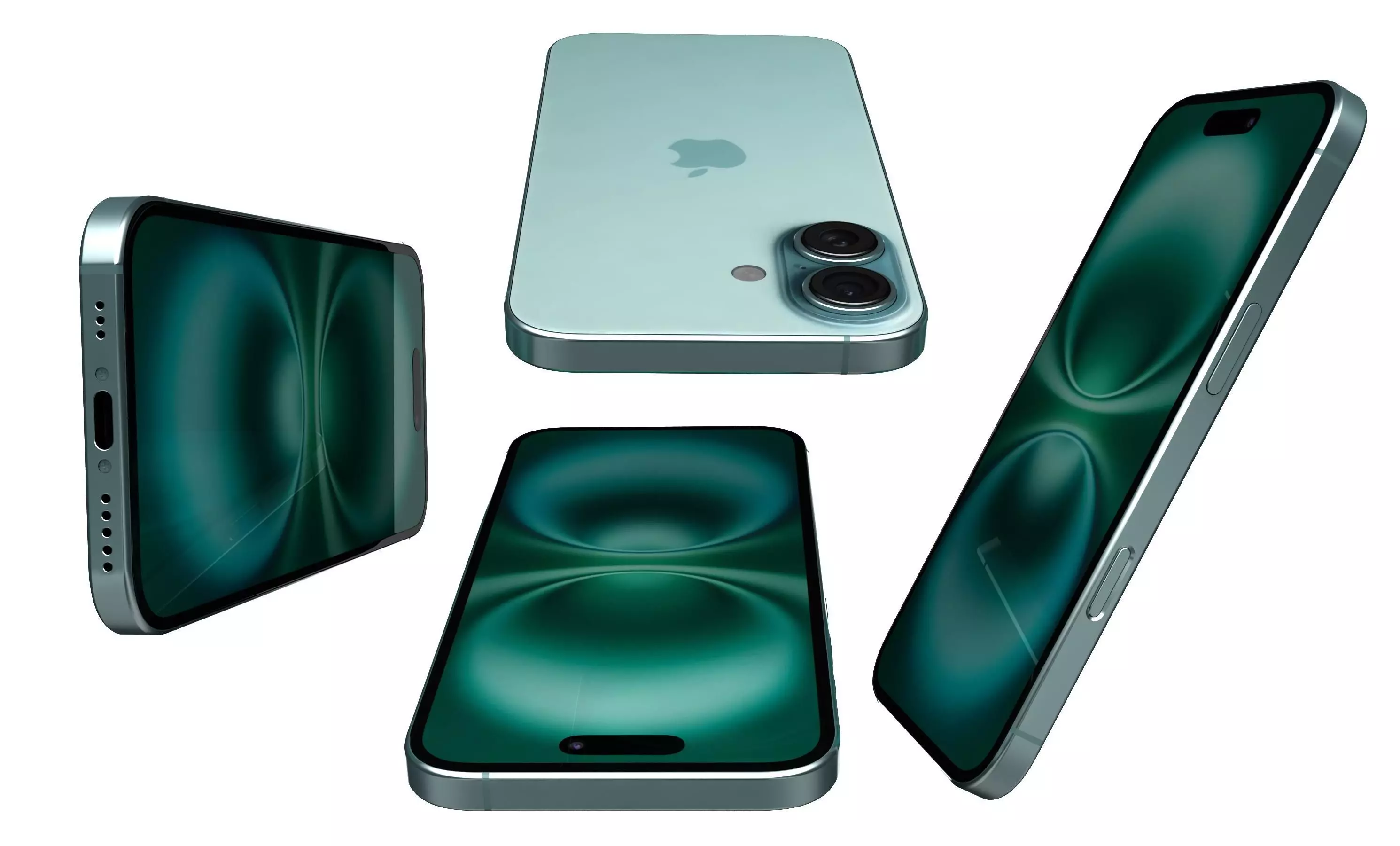 Apple iPhone 16 Green High Poly  3D model_7