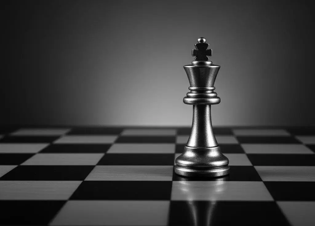 Solitary King on a Chessboard in Monochrome Low-poly 3D model_5