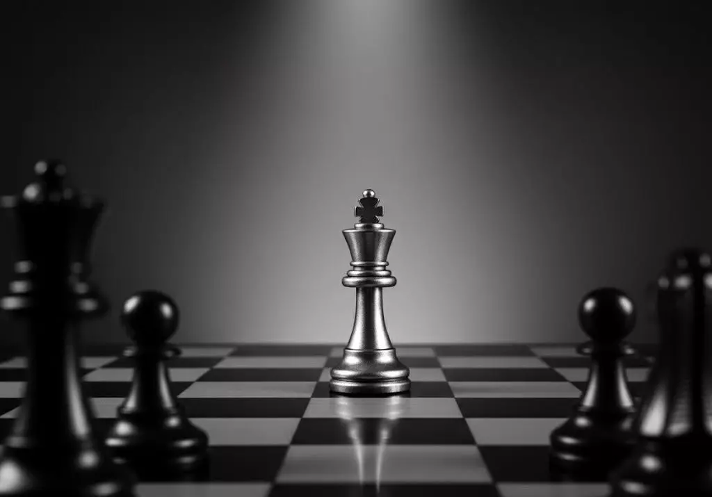 Solitary King on a Chessboard in Monochrome Low-poly 3D model_2