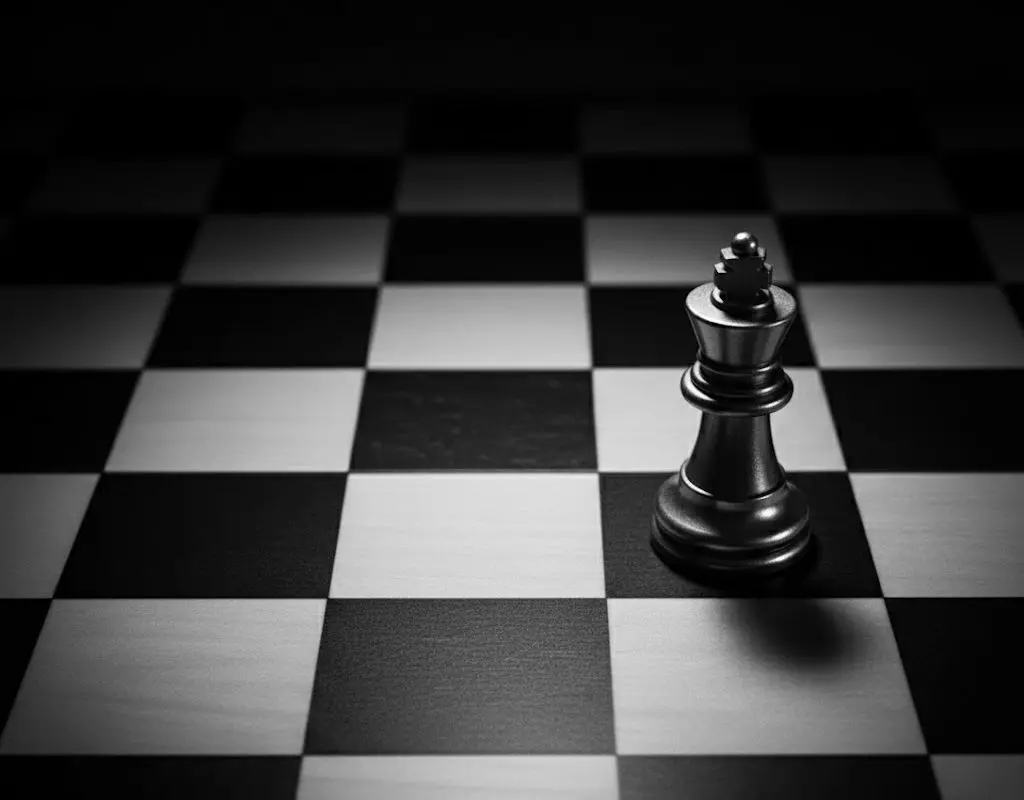 Solitary King on a Chessboard in Monochrome Low-poly 3D model_1