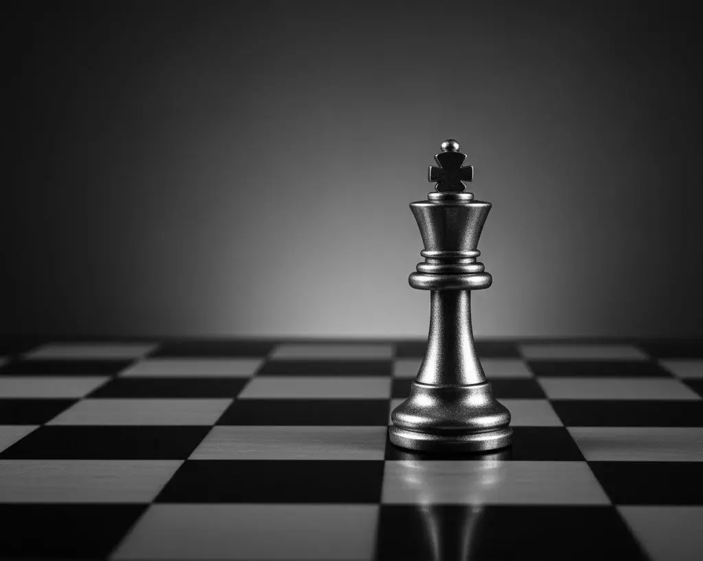 Solitary King on a Chessboard in Monochrome Low-poly 3D model_3