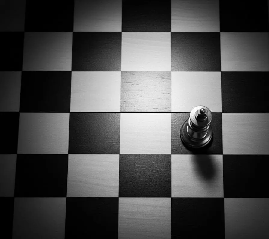 Solitary King on a Chessboard in Monochrome Low-poly 3D model_4