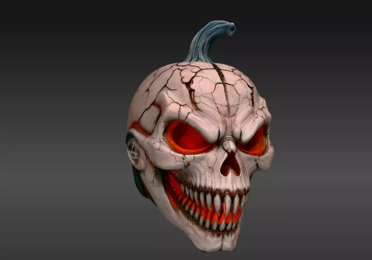 Horror Lava Pumpkin Face Pumpkin 3D Model Halloween Jack 3D print model_3