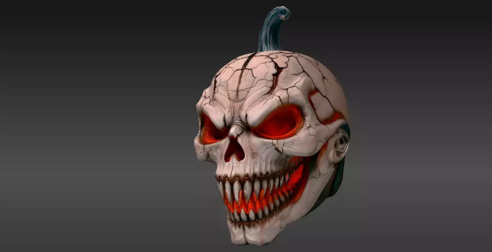 Horror Lava Pumpkin Face Pumpkin 3D Model Halloween Jack 3D print model_11