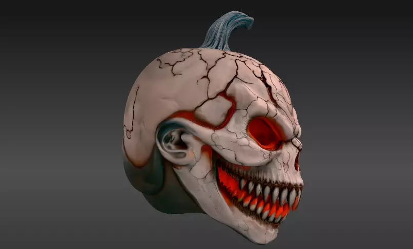 Horror Lava Pumpkin Face Pumpkin 3D Model Halloween Jack 3D print model_1