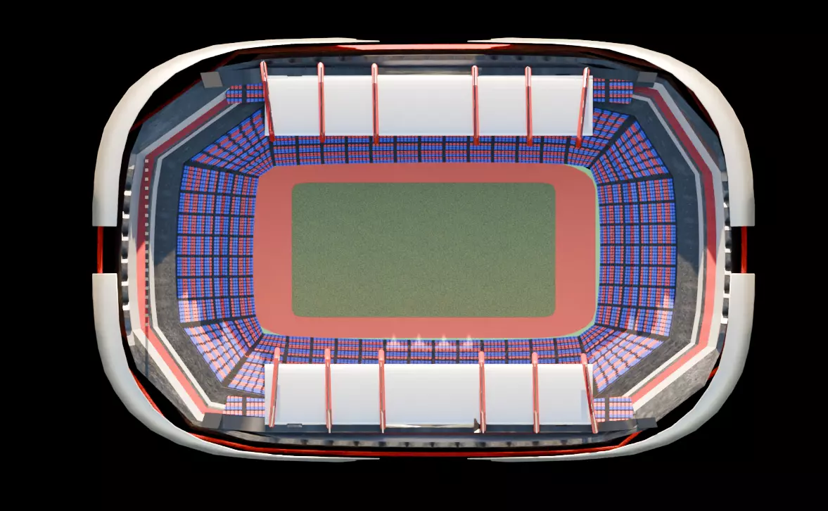 Futuristic Low Poly Stadium Modular Game-Ready Arena Low-poly 3D model_1