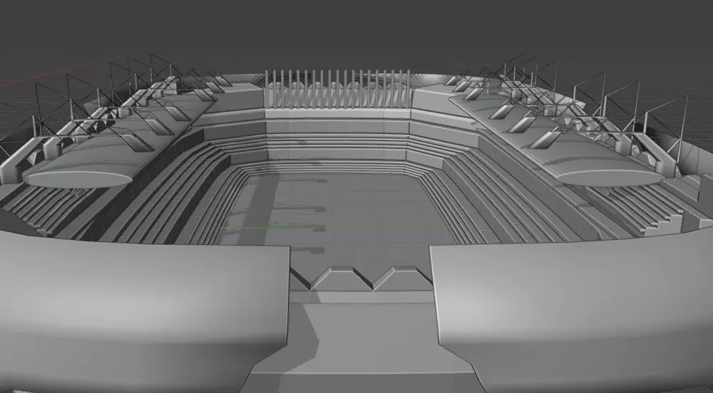 Futuristic Low Poly Stadium Modular Game-Ready Arena Low-poly 3D model_3