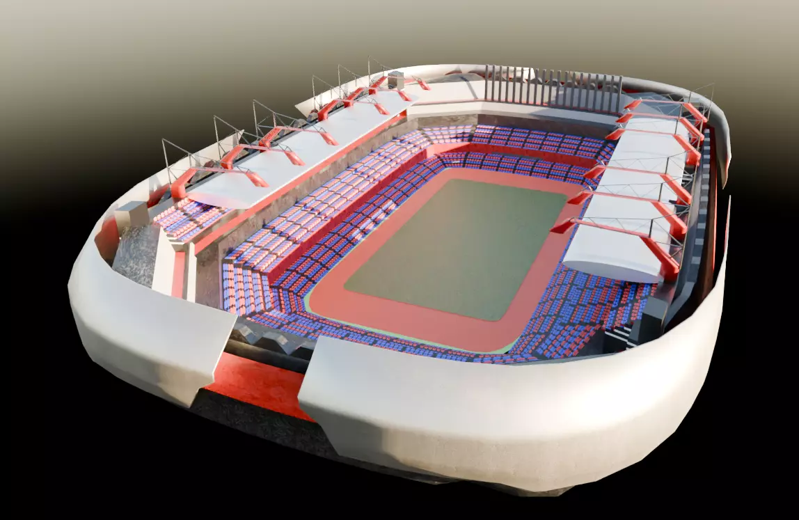 Futuristic Low Poly Stadium Modular Game-Ready Arena Low-poly 3D model_0