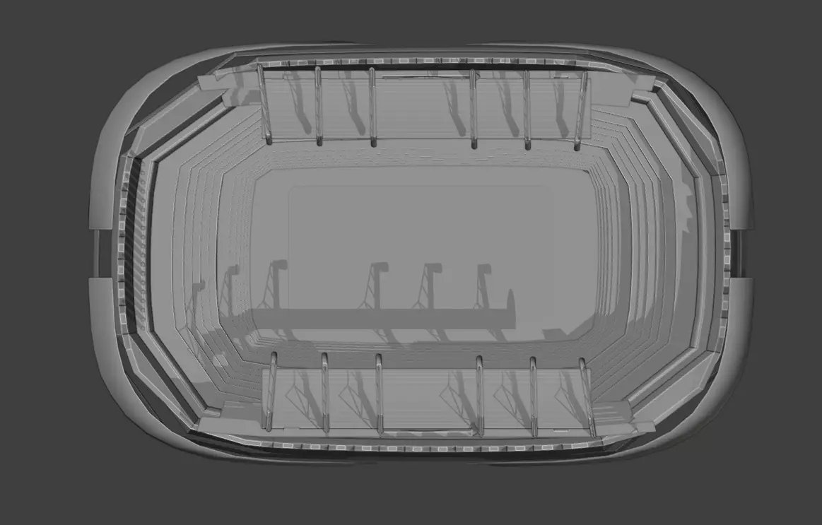 Futuristic Low Poly Stadium Modular Game-Ready Arena Low-poly 3D model_2