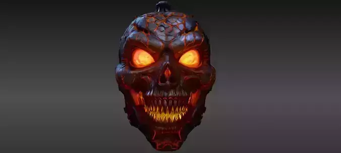 Lava Fire Horror Face Pumpkin Halloween 3D Model 