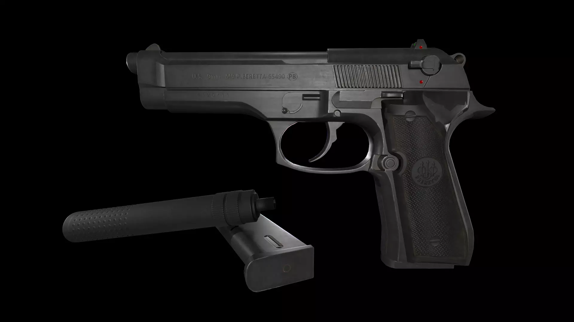 Beretta M9 Pistol Low-poly 3D model