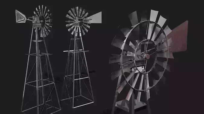windmill or wind pump 3d prop for ranch farm rural environments