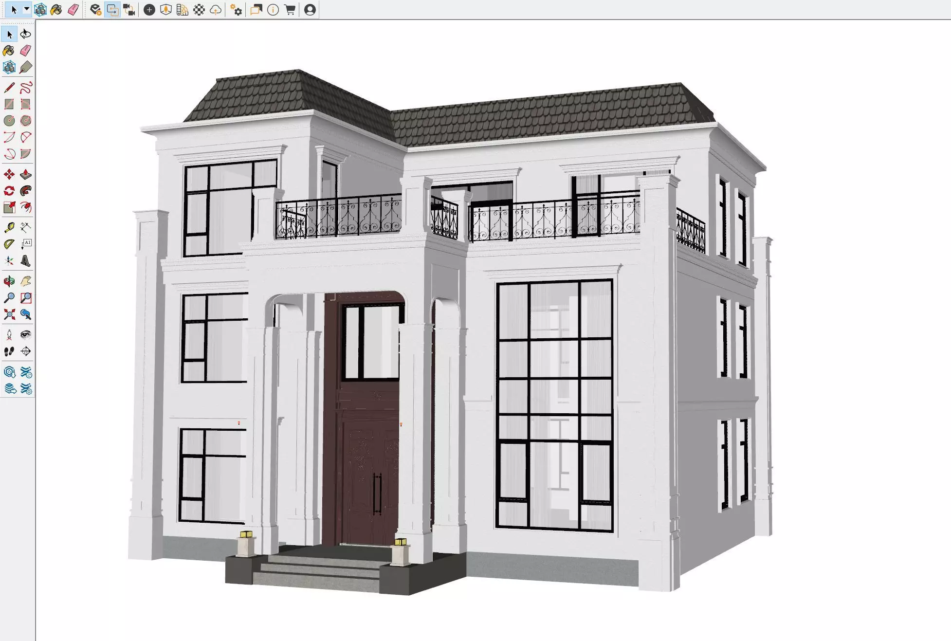 Neoclassical Villa Exterior 3D model_7
