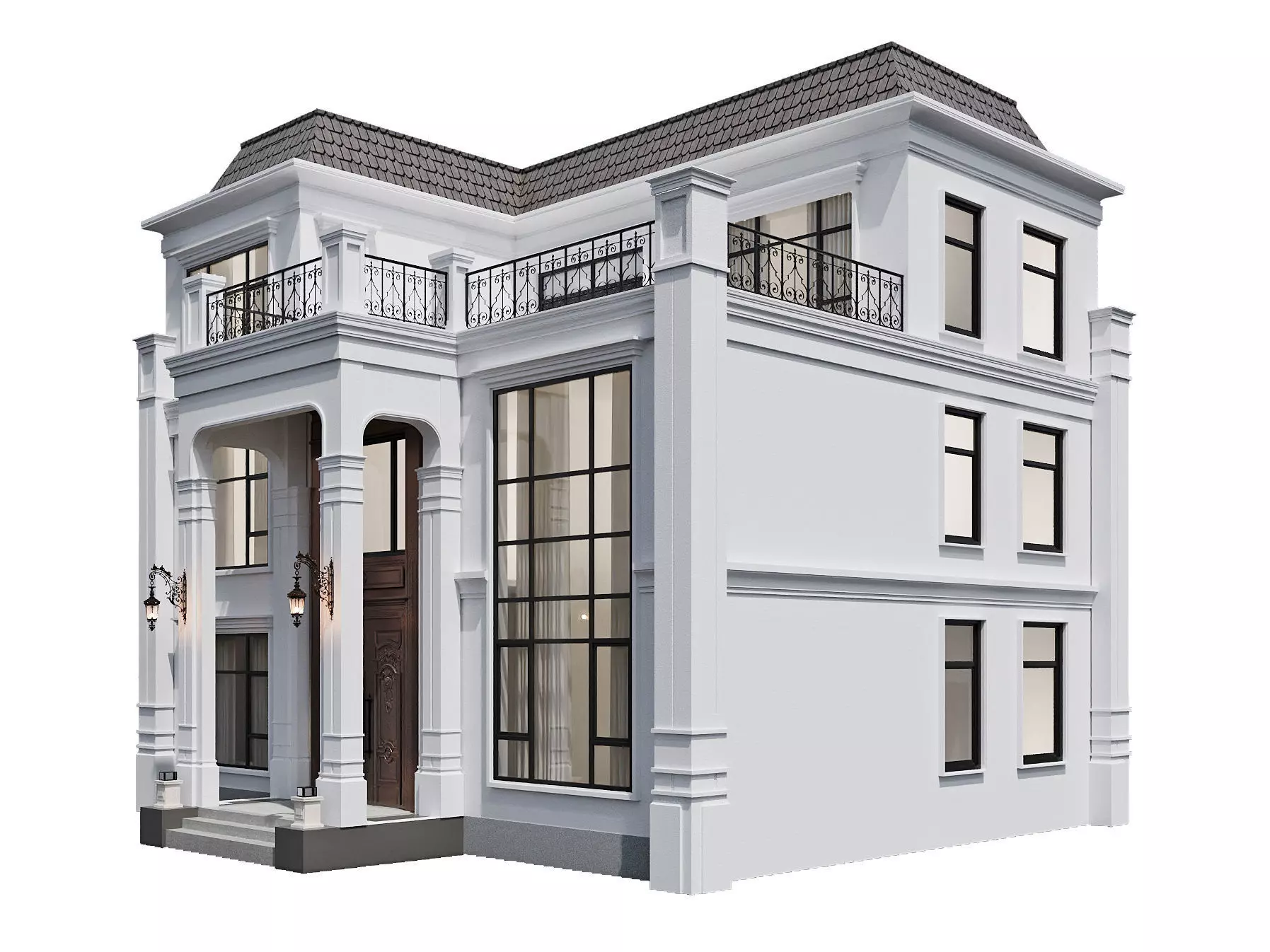 Neoclassical Villa Exterior 3D model_4