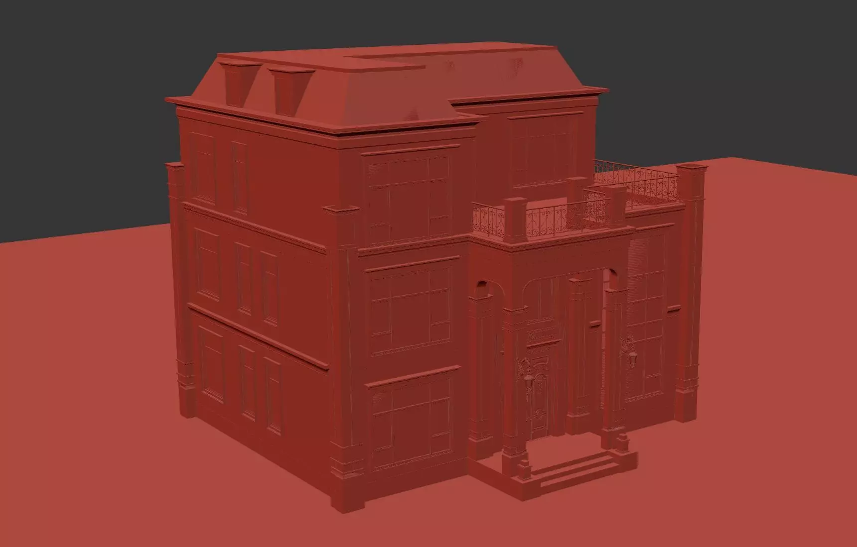 Neoclassical Villa Exterior 3D model_5