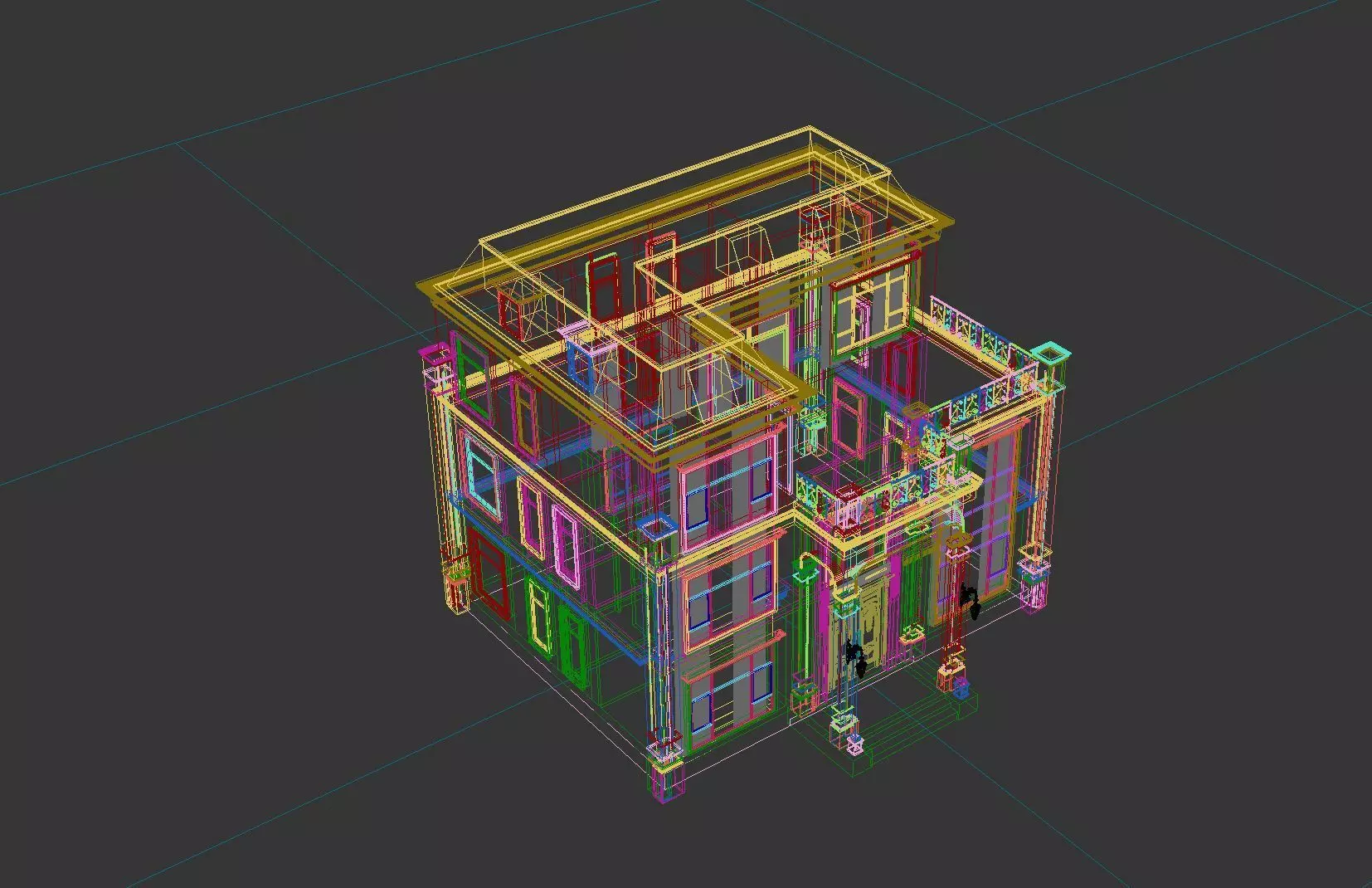Neoclassical Villa Exterior 3D model_6