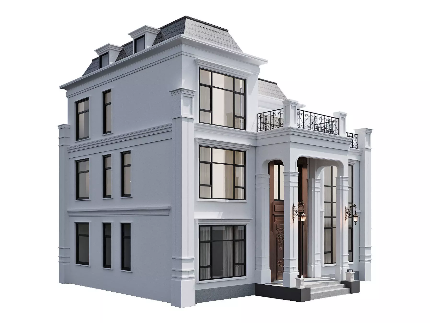 Neoclassical Villa Exterior 3D model_3
