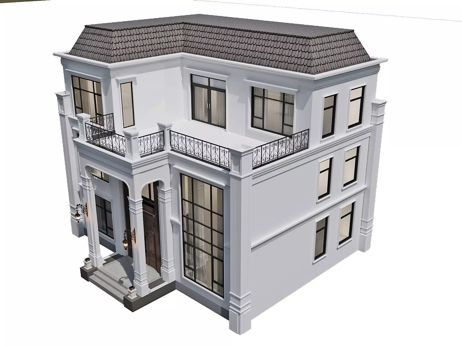 Neoclassical Villa Exterior 3D model_1