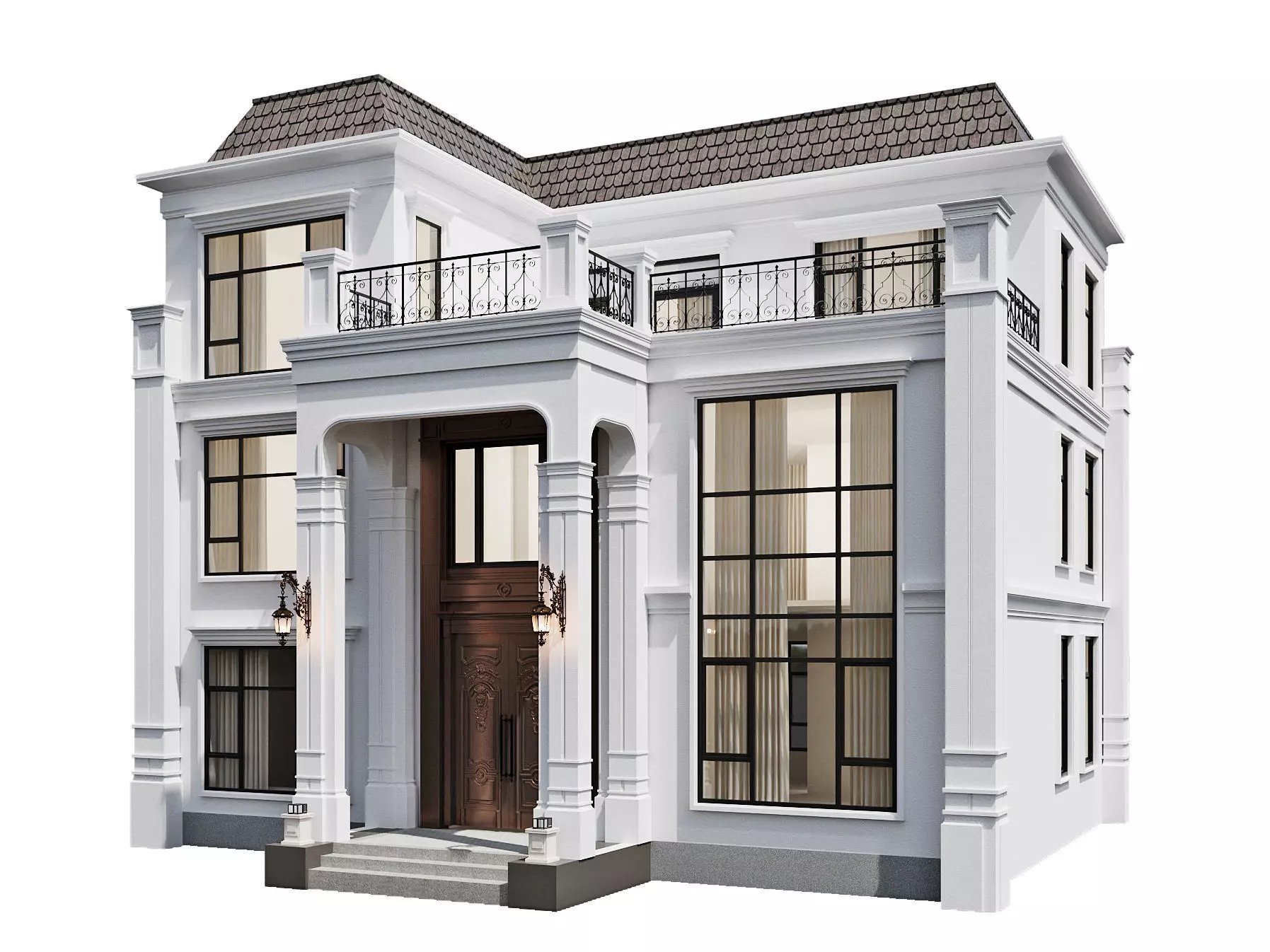 Neoclassical Villa Exterior 3D model_0