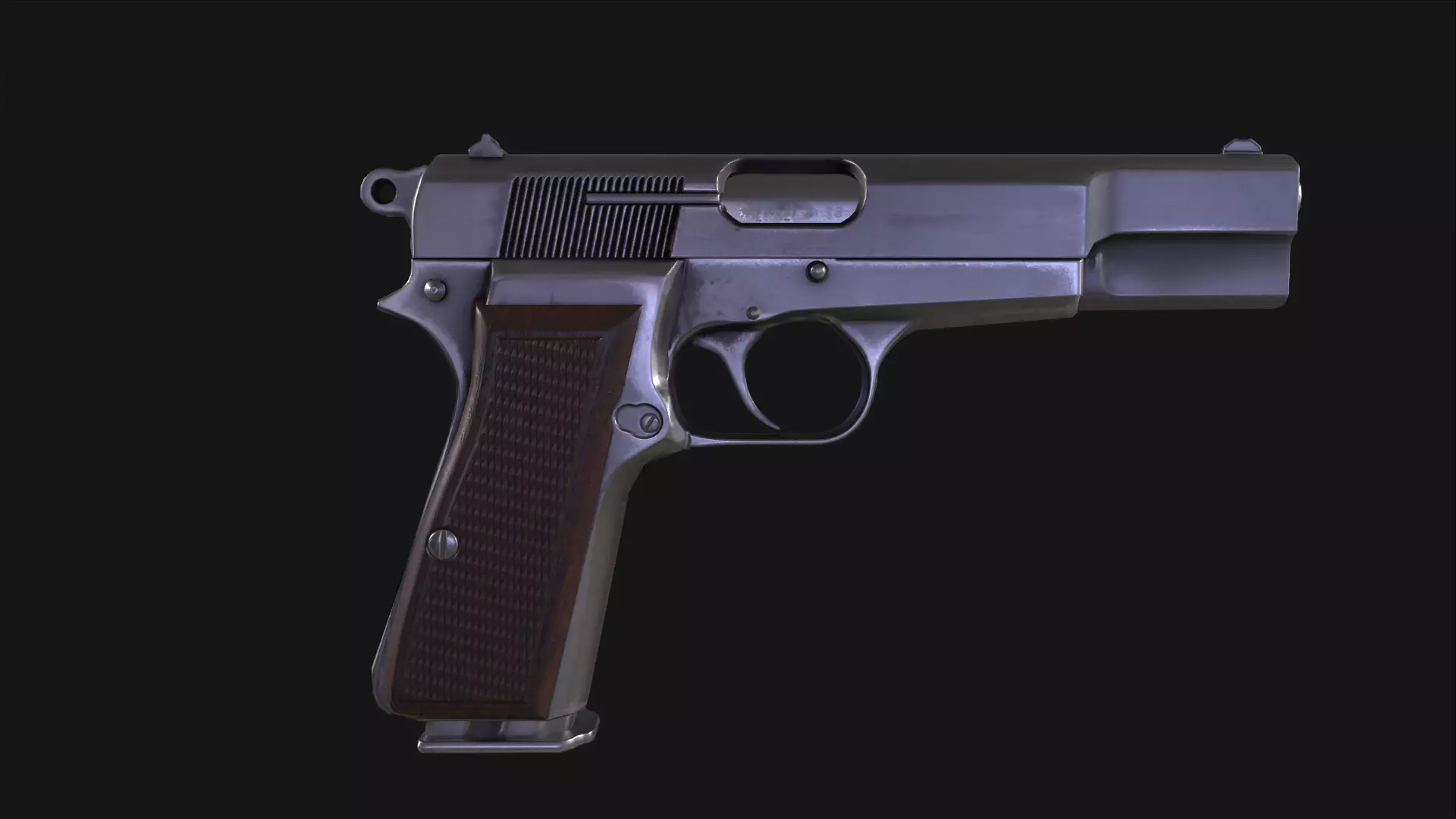 Browning Hi-Power Pistol Low-poly 3D model