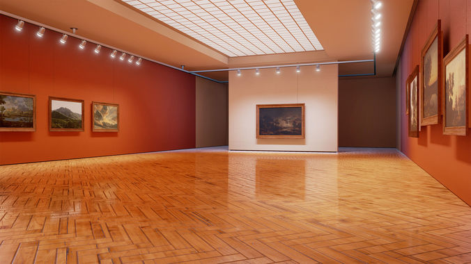 Classical landscape paintings Low-poly 3D model