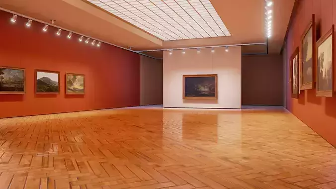 Classical landscape paintings Low-poly 3D model