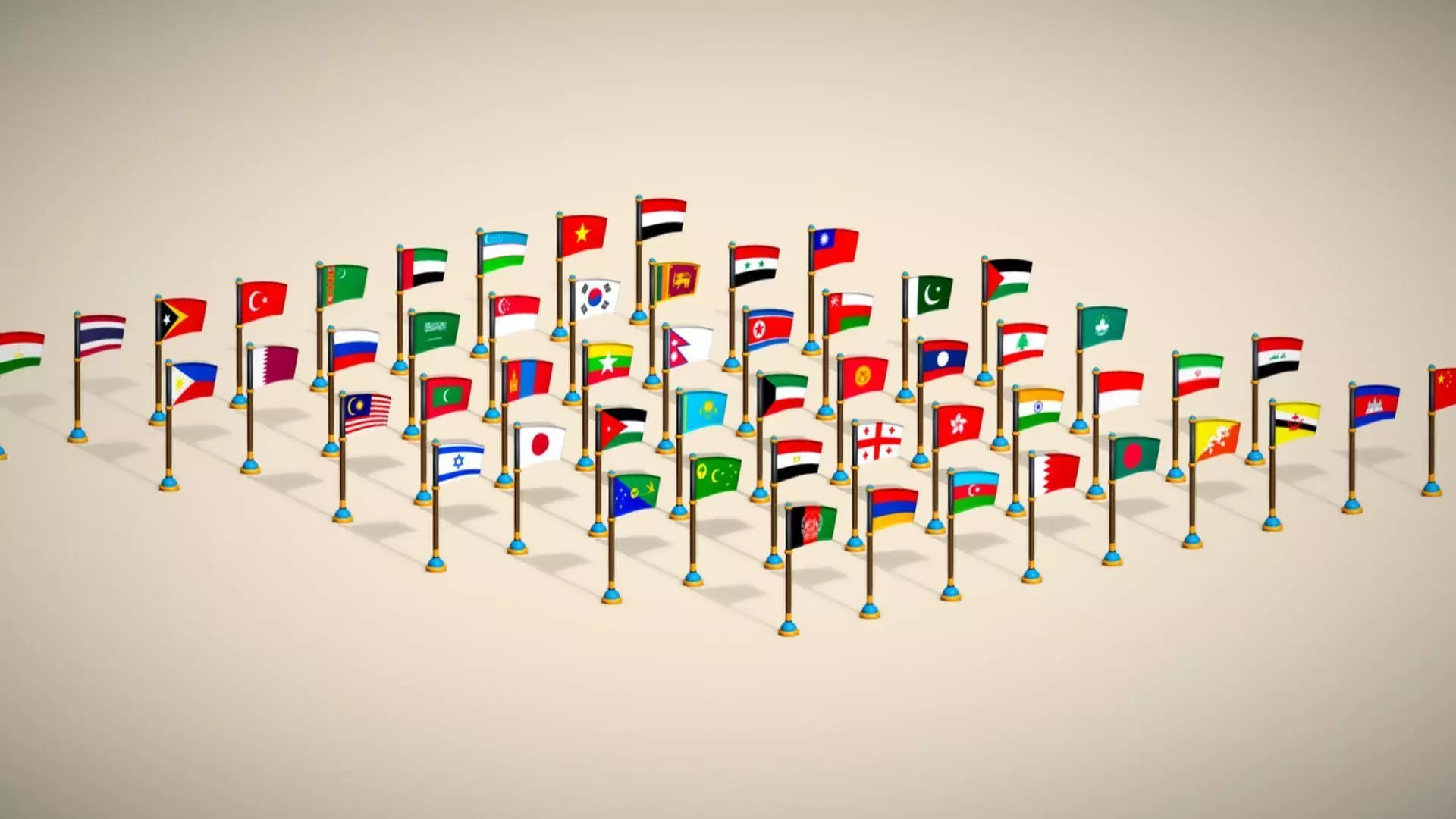 Asia Countries Flags Pack - Toon Style Pack Low Poly Low-poly 3D model_11