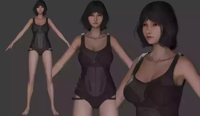 Ninja Girl Game Character PBR