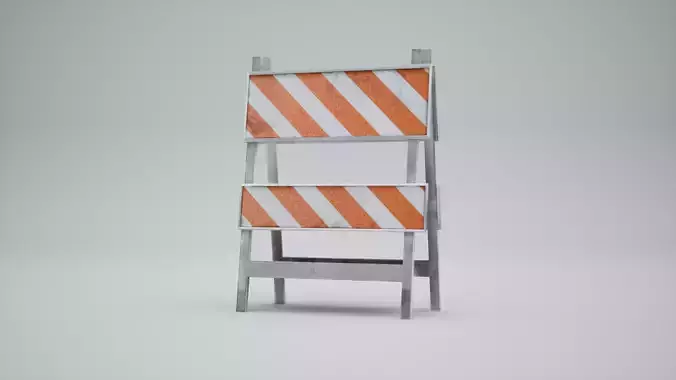 Construction Barrier Realistic Low-Poly Low-poly 3D model