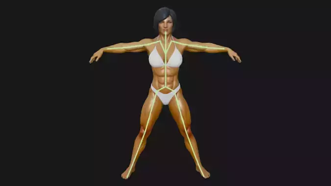 Rig Bodybuilder Female 3D Model 3D model
