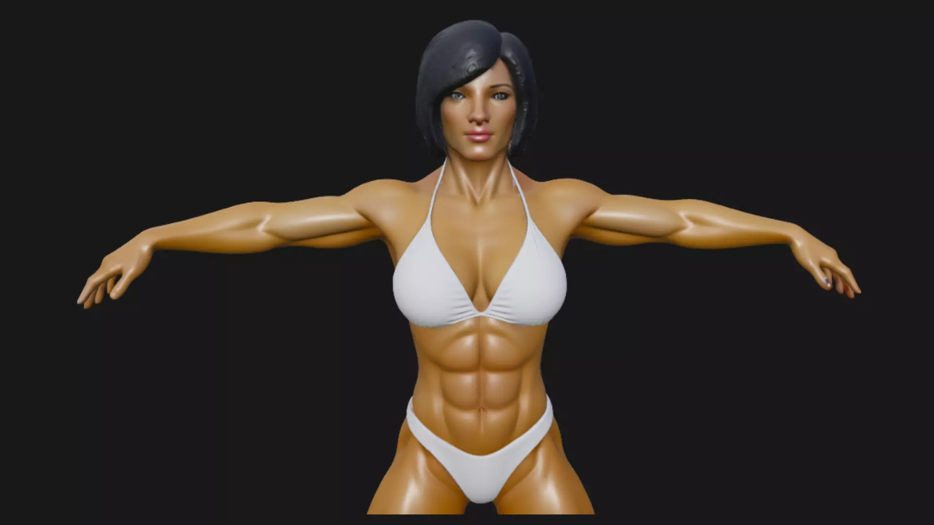 Rig Bodybuilder Female 3D Model 3D model_2
