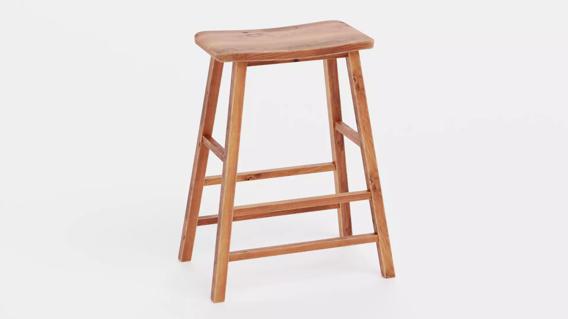 Wooden Stool - Realistic Tall Chair Furniture 3D model