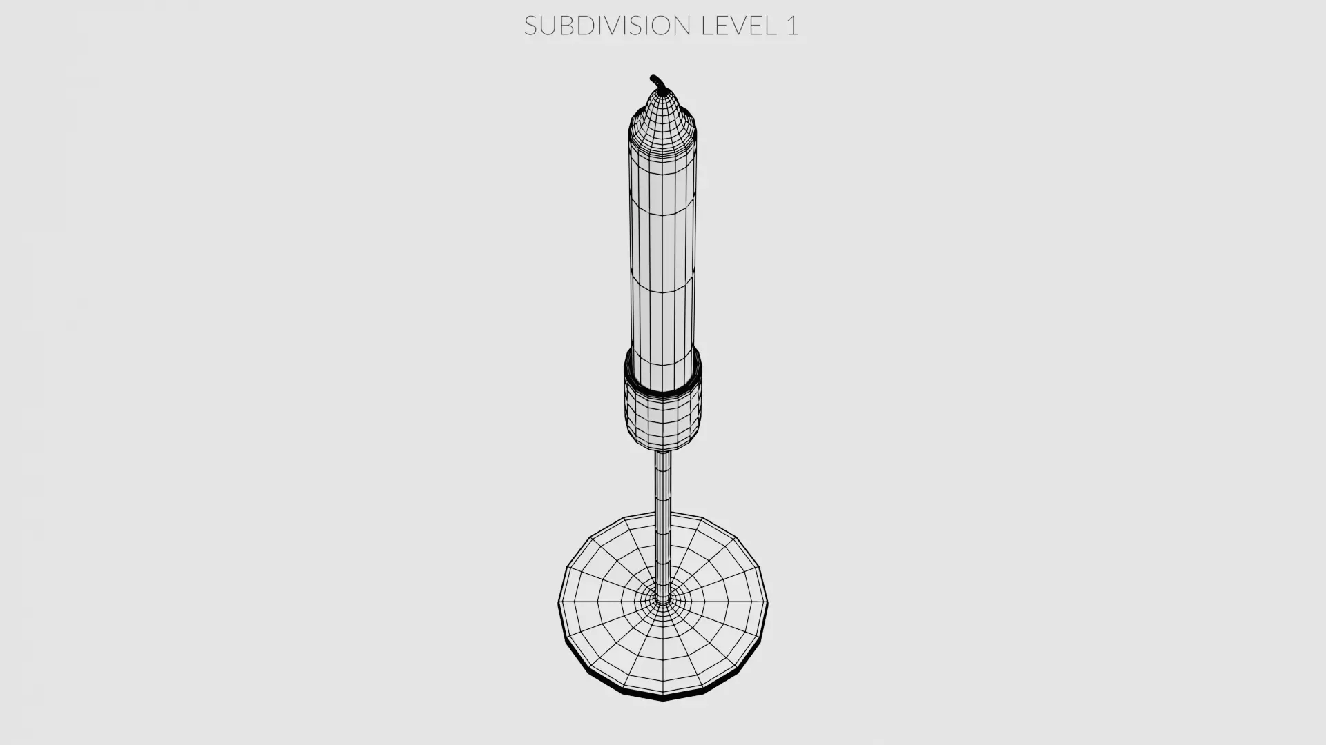 -Candlestick Holder with Candle- Low-poly 3D model_11