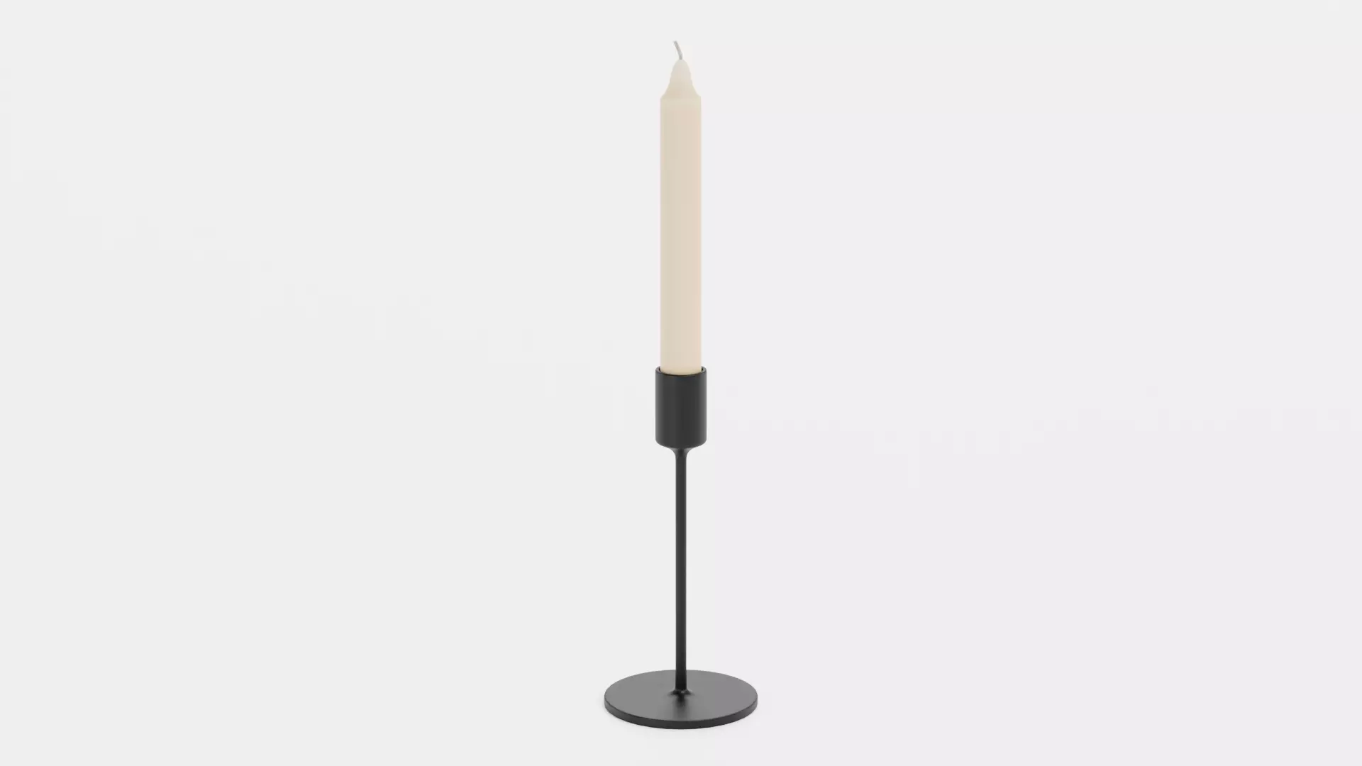 -Candlestick Holder with Candle- Low-poly 3D model_0