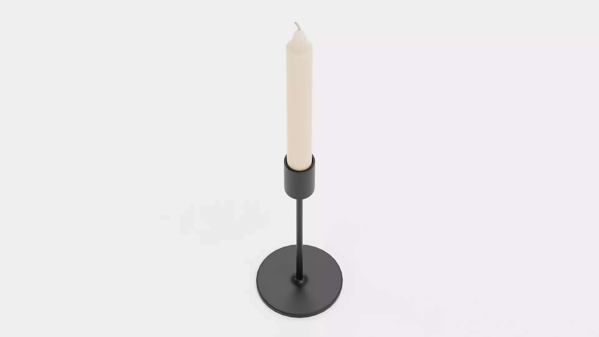 -Candlestick Holder with Candle- Low-poly 3D model_4