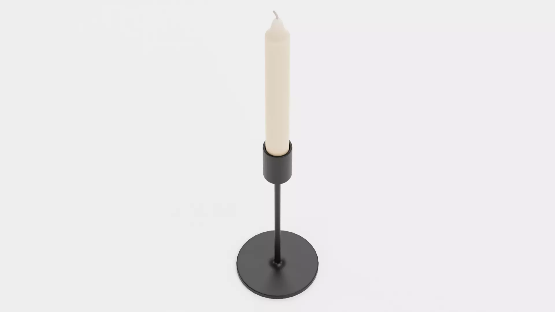 -Candlestick Holder with Candle- Low-poly 3D model_2