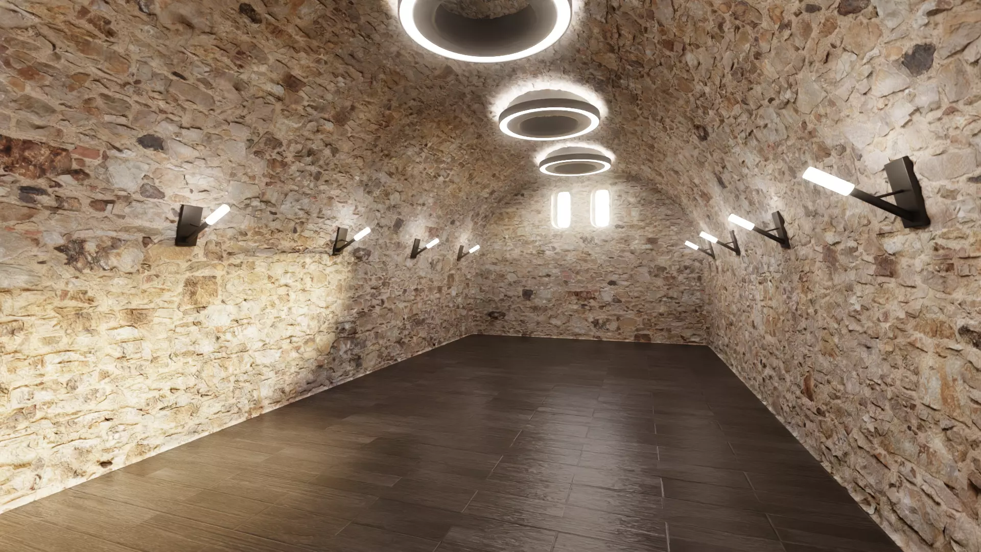 Cellar Interior V1 - Stone Vault Stone Vault with Wooden Floor 3D model