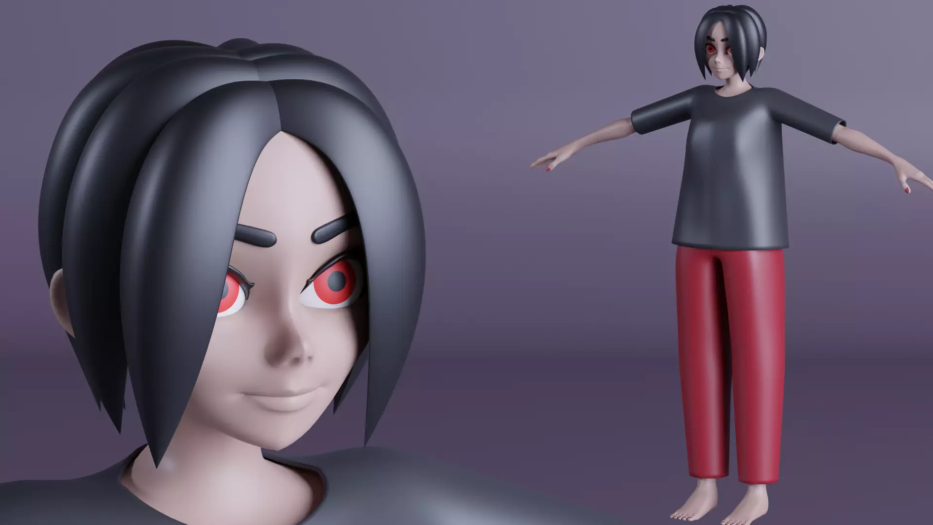 Simple Female Character  Low-poly 3D model_0