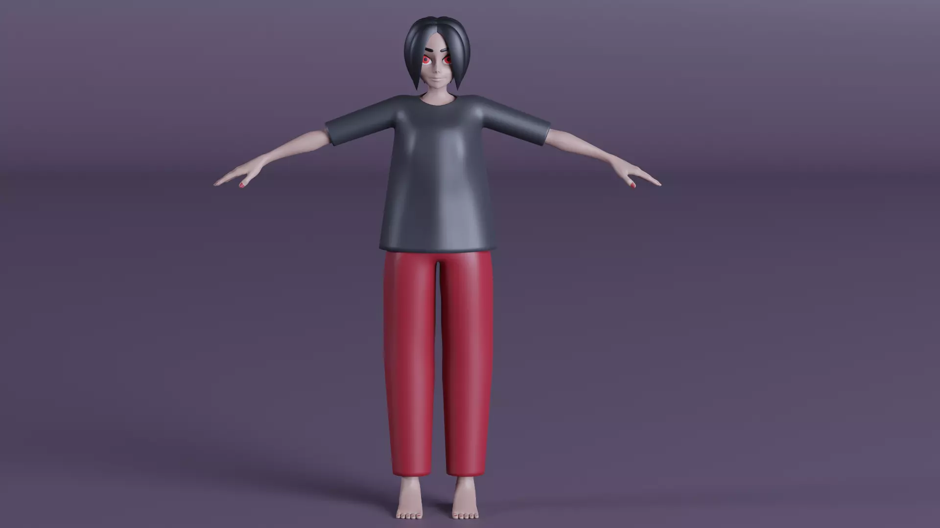 Simple Female Character  Low-poly 3D model_2