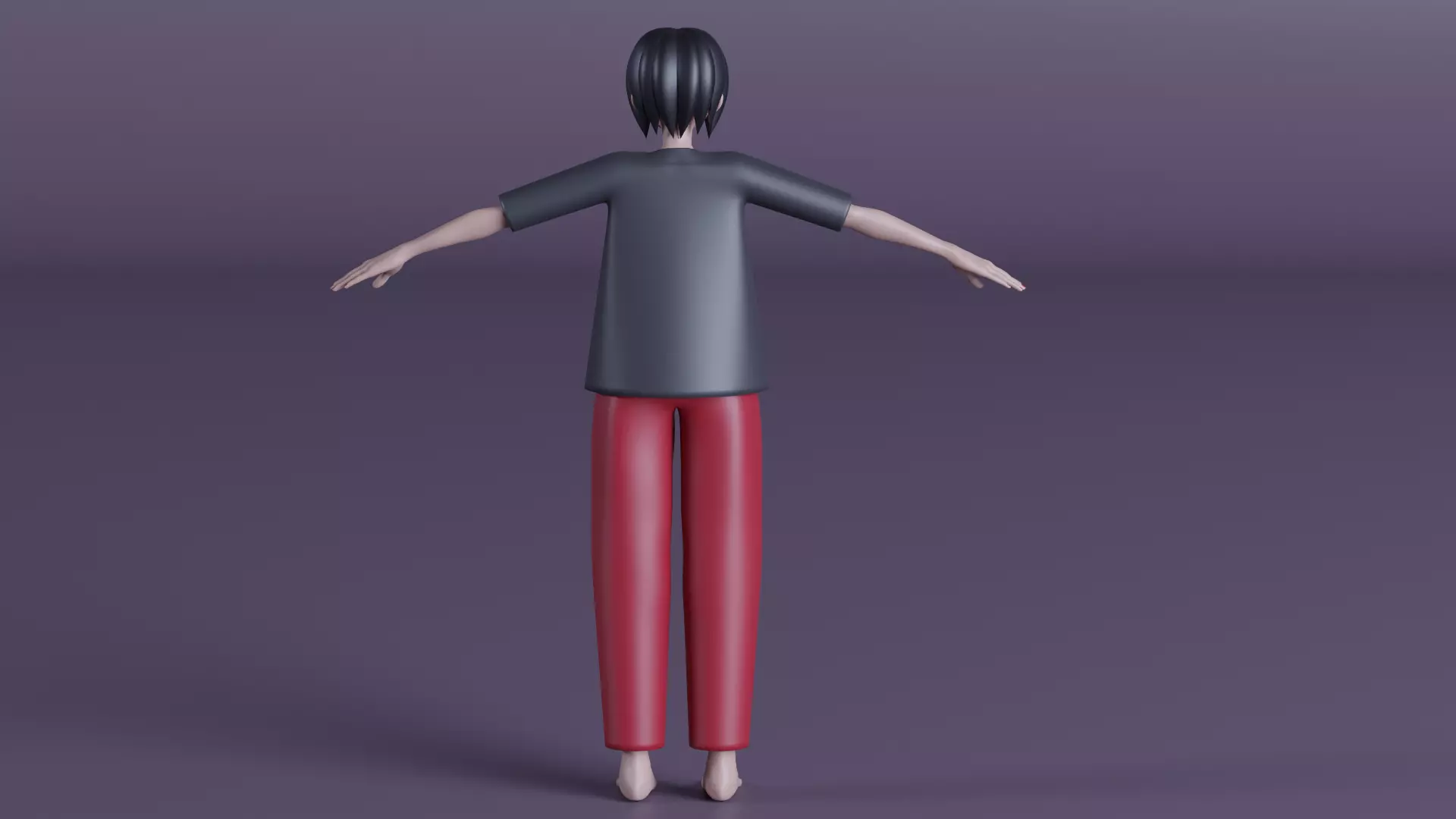 Simple Female Character  Low-poly 3D model_6