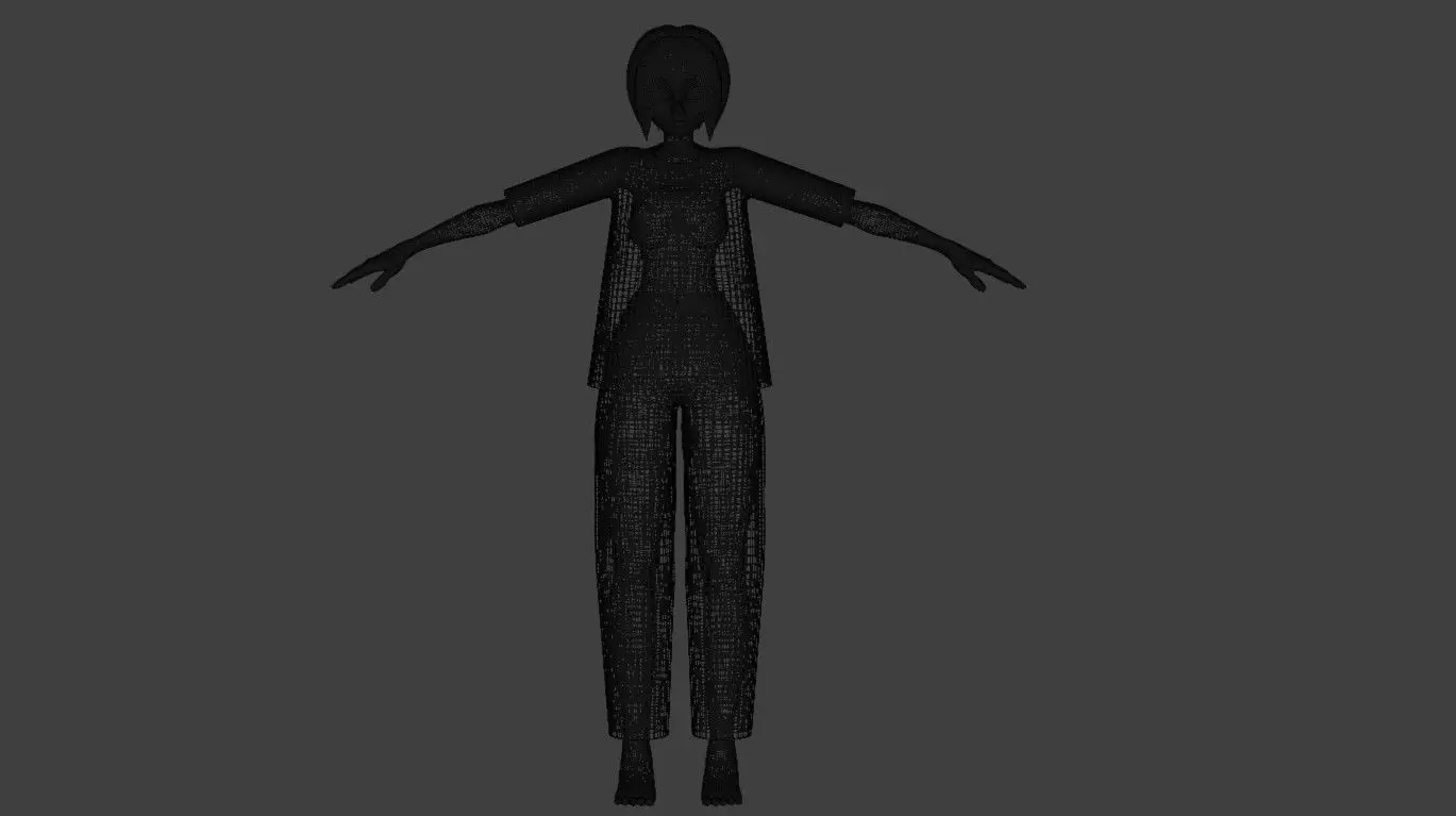 Simple Female Character  Low-poly 3D model_3