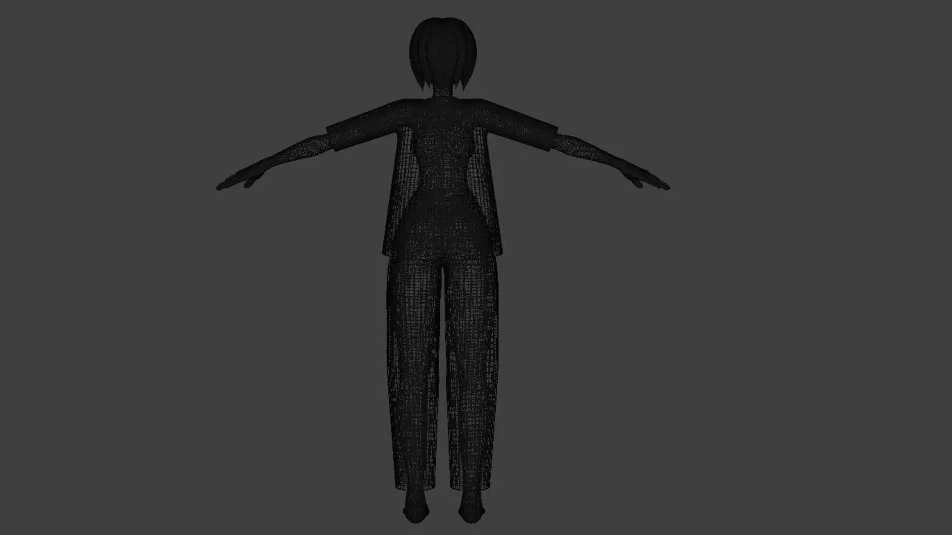 Simple Female Character  Low-poly 3D model_7