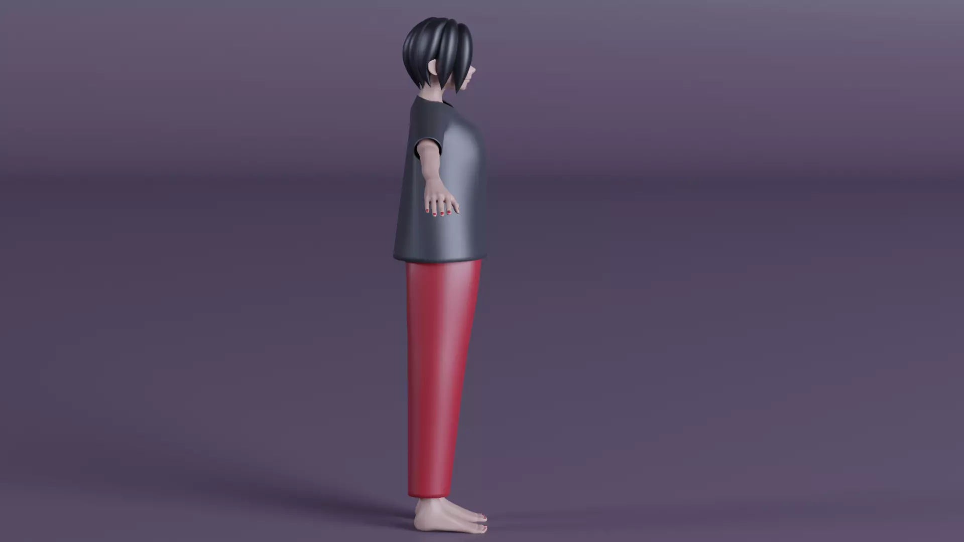 Simple Female Character  Low-poly 3D model_4