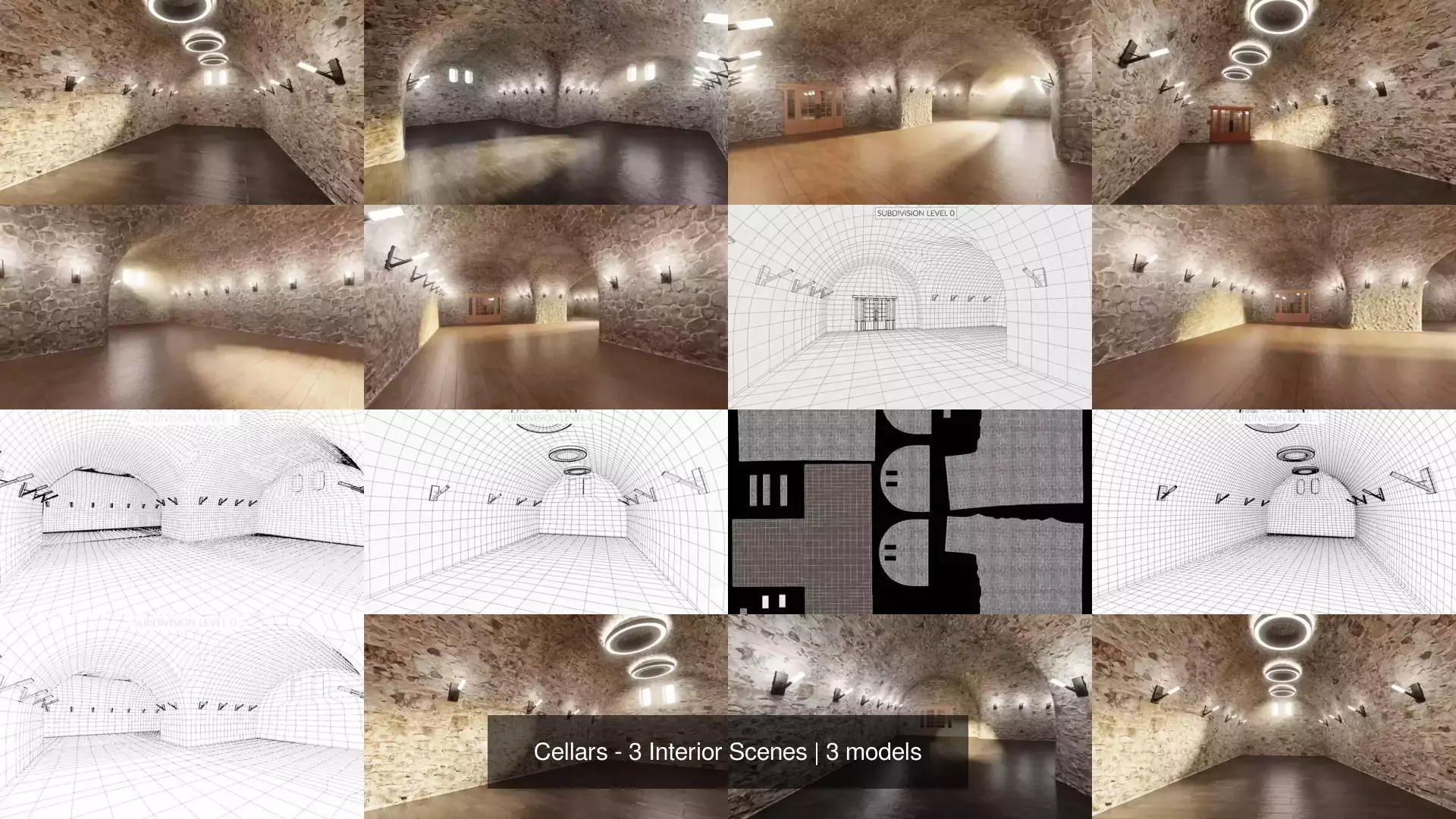 Cellars - 3 Interior Scenes 3D Model Collection_0