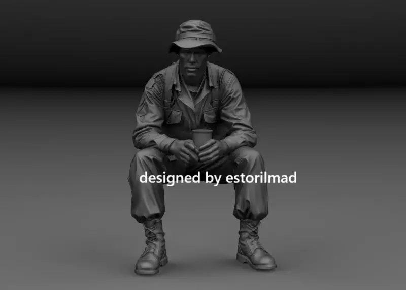 AMERICAN SOLDIER SITTING RESTING M113 V1 3D print model
